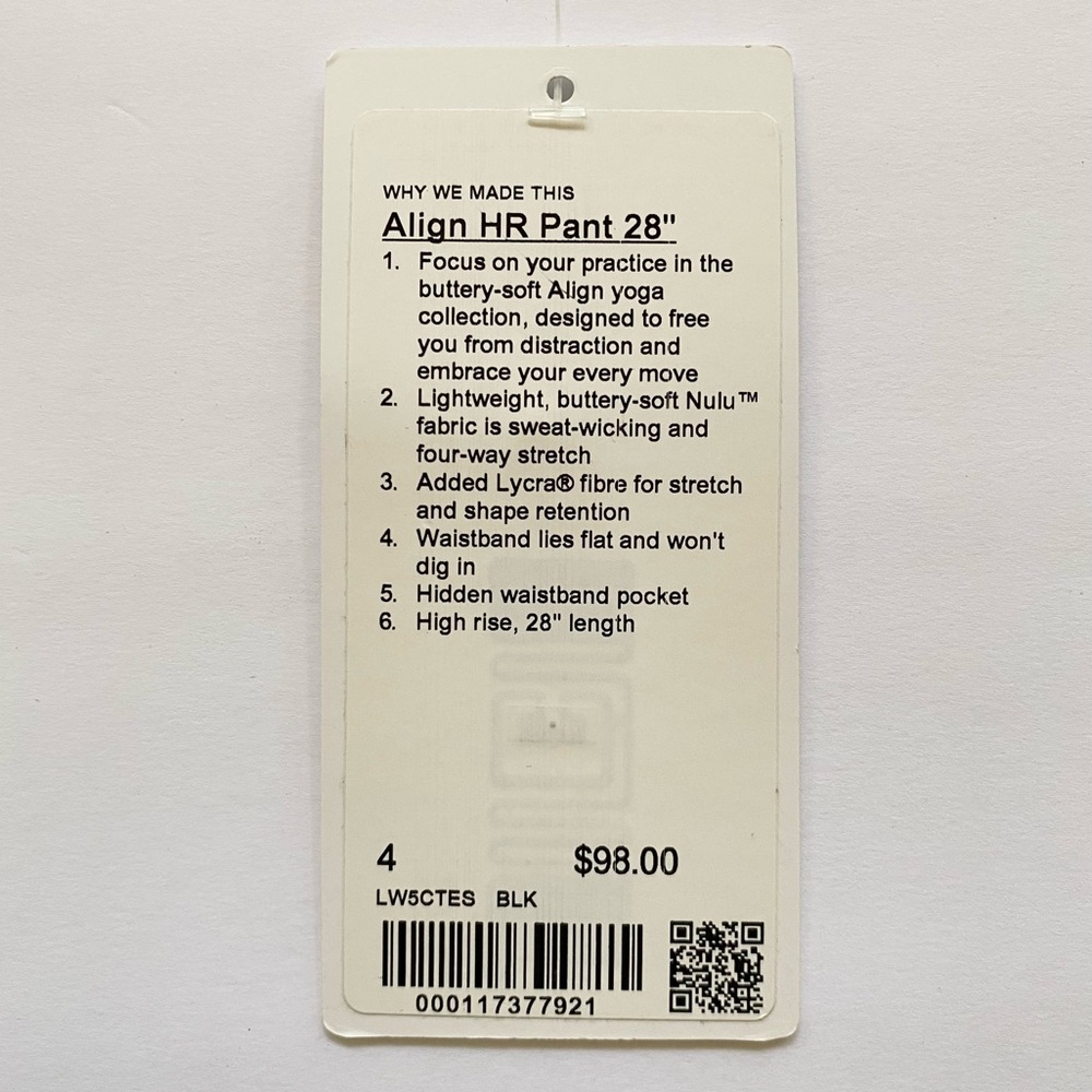 NEW Lululemon Leggings Align HR Pant 28" size 4